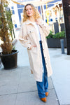 Explore More Collection - On Your Own Taupe Fleece Button Down Duster Jacket