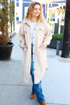 Explore More Collection - On Your Own Taupe Fleece Button Down Duster Jacket