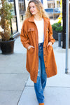 Explore More Collection - On Your Terms Camel Fleece Button Down Duster Jacket