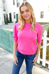 Explore More Collection - Pretty In Pink Mock Neck With Back Ribbon Bow Tie Sweater Top