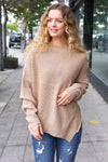 Explore More Collection - Autumn Vibes Taupe Asymmetrical Knit Sweater