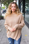 Explore More Collection - Autumn Vibes Taupe Asymmetrical Knit Sweater