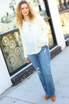 Explore More Collection - Better Than Ever Ivory Loose Knit Henley Button Sweater