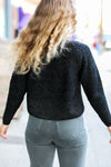 Explore More Collection - Black Mélange Round Neck Knit Sweater