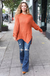 Explore More Collection - Autumn Vibes Pumpkin Asymmetrical Knit Sweater