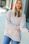 Explore More Collection - Cozy Up Taupe Mineral Wash Rib Knit Hoodie