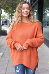 Explore More Collection - Autumn Vibes Pumpkin Asymmetrical Knit Sweater