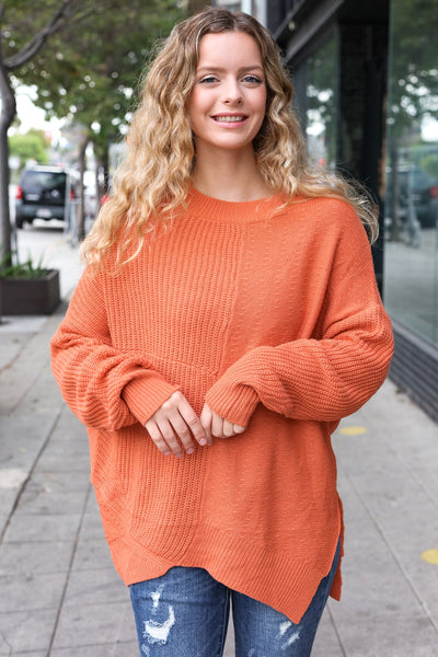 Explore More Collection - Autumn Vibes Pumpkin Asymmetrical Knit Sweater