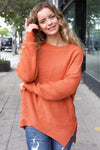 Explore More Collection - Autumn Vibes Pumpkin Asymmetrical Knit Sweater