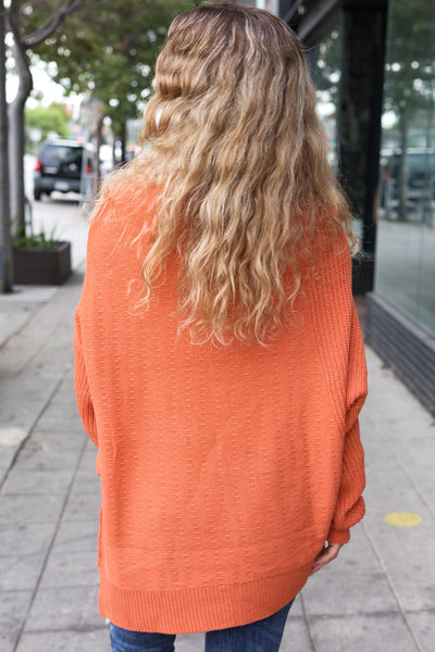 Explore More Collection - Autumn Vibes Pumpkin Asymmetrical Knit Sweater