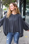 Explore More Collection - Casual Chic Charcoal V Neck Yoke Modal Knit Top