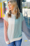 Explore More Collection - Feeling Casual Rust & Olive Two-Tone Knit Color Block Top