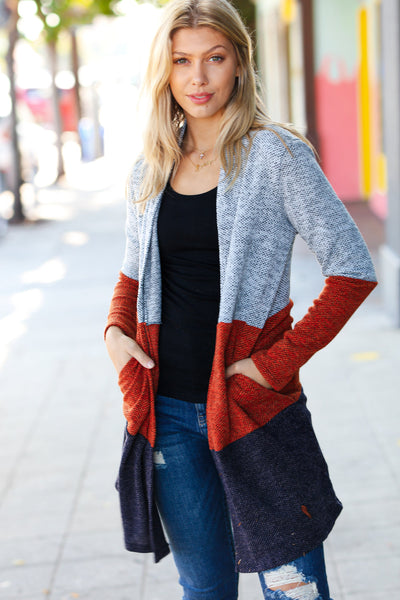 Explore More Collection - Take a Look Heather Grey Two Tone Hacci Cardigan