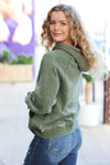 Explore More Collection - Know Yourself Olive Acid Wash Fleece Lined Hoodie