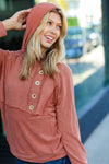 Explore More Collection - Cozy Up Rust Princess Line Out Seam Button Down Hoodie