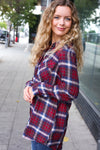 Explore More Collection - Make a Move Cabernet Plaid Button Down Long Sleeve Top