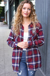 Explore More Collection - Make a Move Cabernet Plaid Button Down Long Sleeve Top