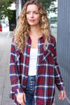 Explore More Collection - Make a Move Cabernet Plaid Button Down Long Sleeve Top