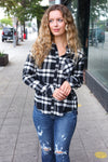 Explore More Collection - Casual Chic Black Plaid Button Down Long Sleeve Top