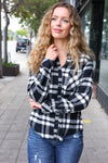 Explore More Collection - Casual Chic Black Plaid Button Down Long Sleeve Top