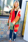 Explore More Collection - Latte Ready Rust & Taupe Color Block Open Knit Cardigan