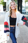 Explore More Collection - Ivory Multicolor Mixed Thread Bubble Sleeve Cardigan