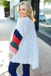 Explore More Collection - Ivory Multicolor Mixed Thread Bubble Sleeve Cardigan