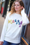 Explore More Collection - More the Merrier White Pop Up Lurex Sweater