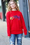 Explore More Collection - More The Merrier Red Pop Up Lurex Sweater