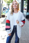 Explore More Collection - Ivory Multicolor Mixed Thread Bubble Sleeve Cardigan