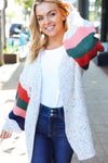 Explore More Collection - Ivory Multicolor Mixed Thread Bubble Sleeve Cardigan