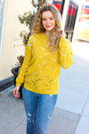 Explore More Collection - Feeling Fun Mustard Pointelle Lace Shoulder Knit Sweater
