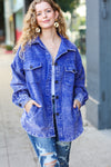 Explore More Collection - Call On Me Blue Vintage Oversized Corduroy Shacket