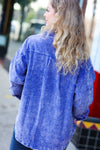 Explore More Collection - Call On Me Blue Vintage Oversized Corduroy Shacket