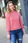 Explore More Collection - On Your Way Ruby Ribbed Mock Neck Puff Sleeve Top