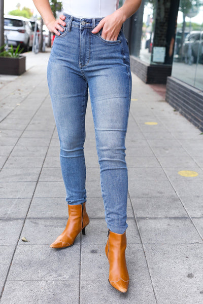 Explore More Collection - Judy Blue Medium Wash High Rise Skinny Jeans