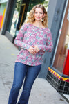 Explore More Collection - Magenta & Teal Vintage Two Tone Knit Top