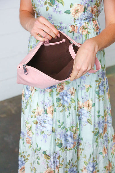 Explore More Collection - Pink Faux Leather Clutch Handle Bag