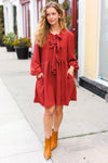 Explore More Collection - Feeling Femme Marsala Ribbon Bow Tie Babydoll Dress