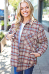 Explore More Collection - Be You Best Taupe Plaid Quilt Lined Button Down Shacket