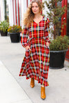 Explore More Collection - Adorable In Red Plaid Ruffle Detail Fit & Flare Midi Dress