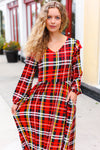 Explore More Collection - Adorable In Red Plaid Ruffle Detail Fit & Flare Midi Dress