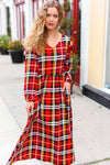 Explore More Collection - Adorable In Red Plaid Ruffle Detail Fit & Flare Midi Dress