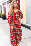 Explore More Collection - Adorable In Red Plaid Ruffle Detail Fit & Flare Midi Dress