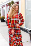 Explore More Collection - Adorable In Red Plaid Ruffle Detail Fit & Flare Midi Dress