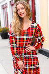 Explore More Collection - Adorable In Red Plaid Ruffle Detail Fit & Flare Midi Dress