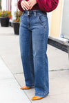 Explore More Collection - Judy Blue High Rise Double Button Crisscross Detail Wide Leg Jeans