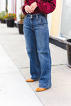 Explore More Collection - Judy Blue High Rise Double Button Crisscross Detail Wide Leg Jeans