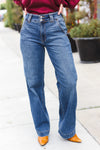 Explore More Collection - Judy Blue High Rise Double Button Crisscross Detail Wide Leg Jeans