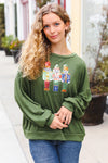 Explore More Collection - Be Merry Forest Green Nutcracker Sequin Hacci Top